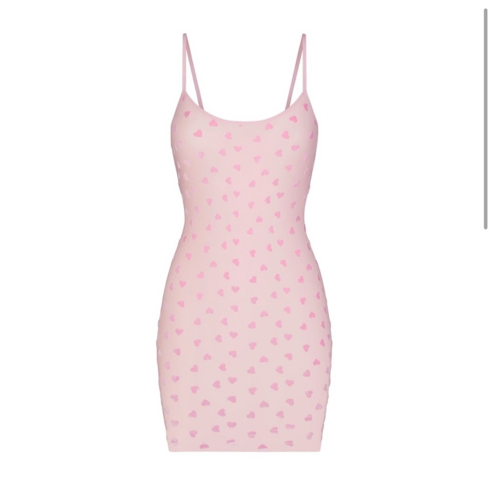 SKIMS Pink Mini Dress with Sweet Polka Dots